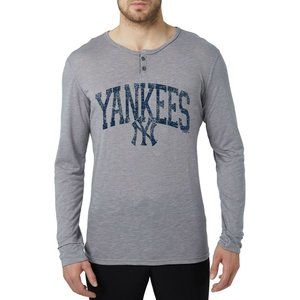 New York Yankees Men's Concepts Grey Henley Long Sleeve Tee
